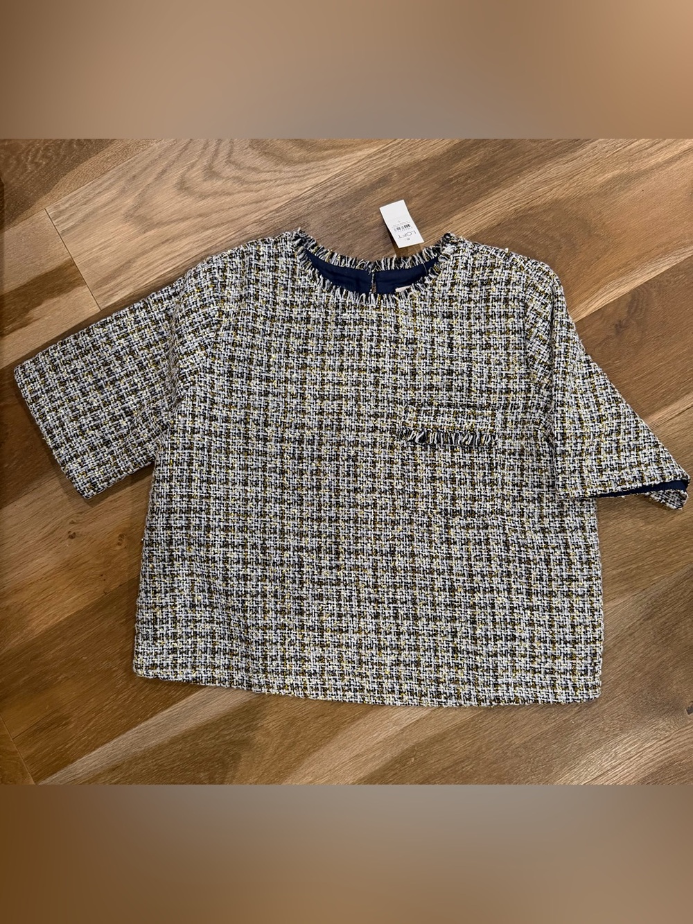 LOFT Women’s Metallic Tweed Pocket Top